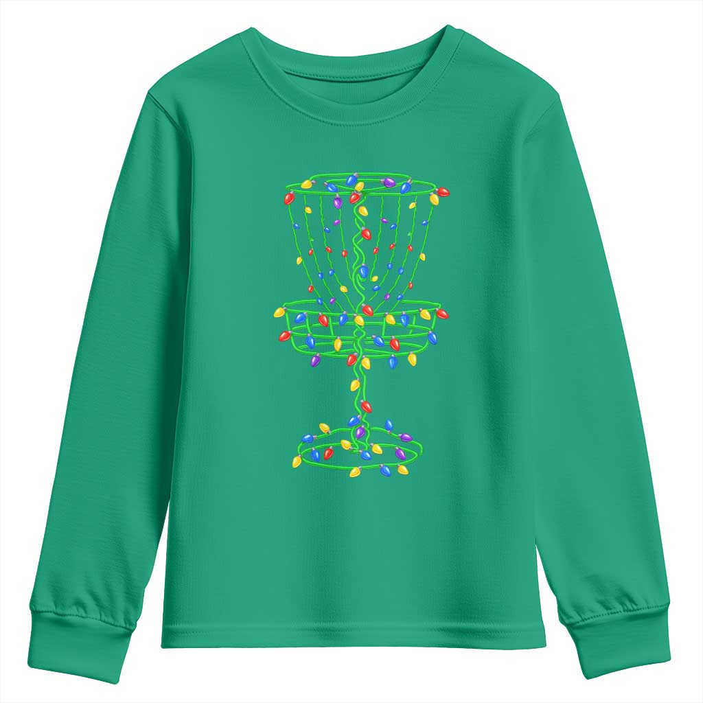 Christmas Disc Golf Basket Youth Sweatshirt Frisbee Golfer Xmas Gift - Wonder Print Shop