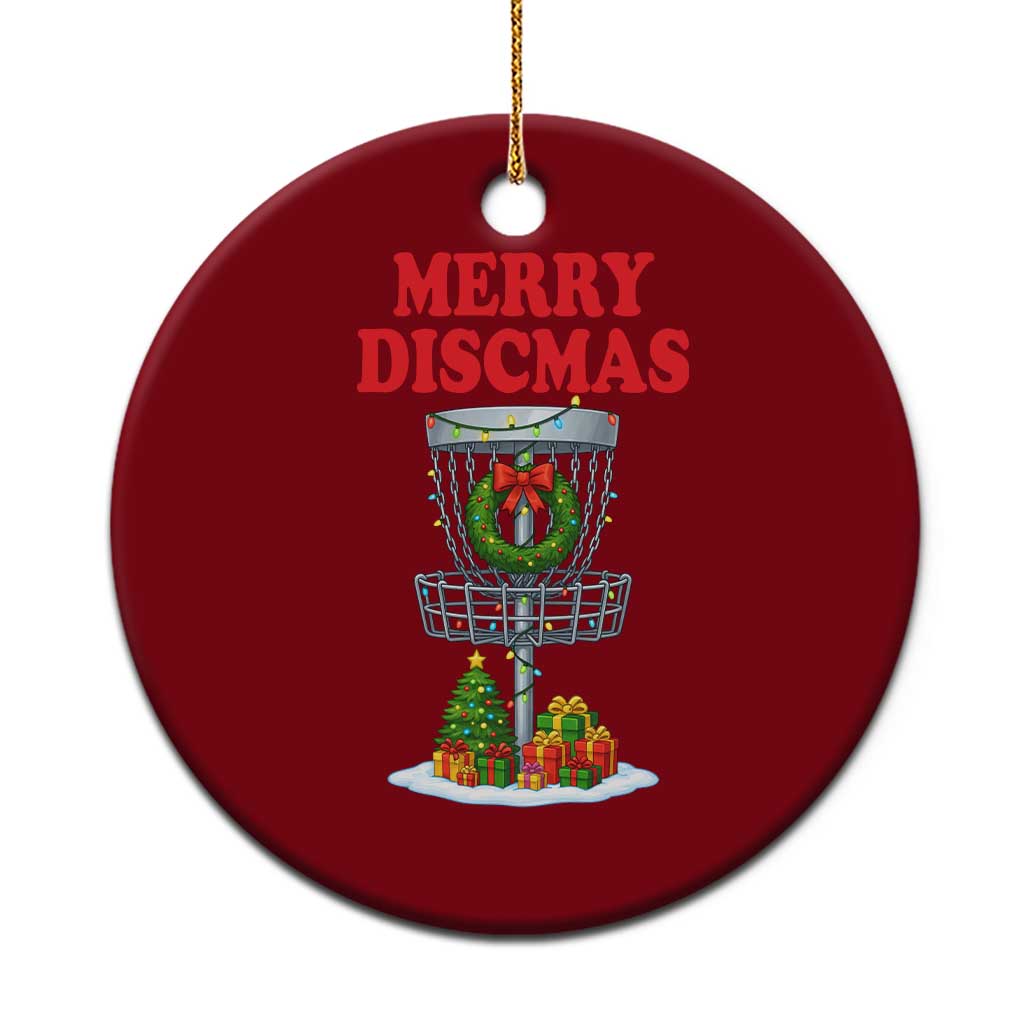 Christmas Disc Golf Ceramic Ornament Merry Discmas Golfers Frisbee Golfer Xmas Gift - Wonder Print Shop