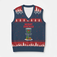 Xmas Disc Golf V-Neck Knit Sweater Vest Merry Discmas Golfers Frisbee Golfer Xmas Gift - Wonder Print Shop