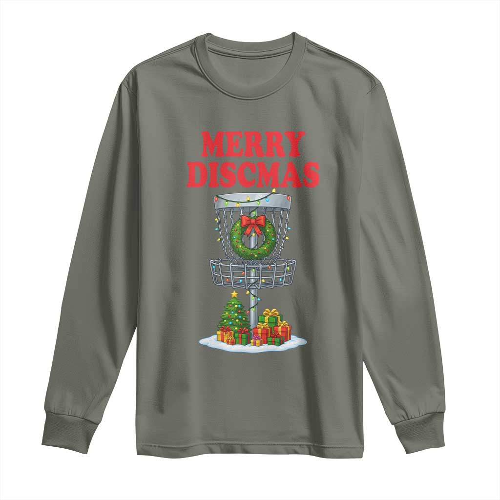 Christmas Disc Golf Long Sleeve Shirt Merry Discmas Golfers Frisbee Golfer Xmas Gift - Wonder Print Shop