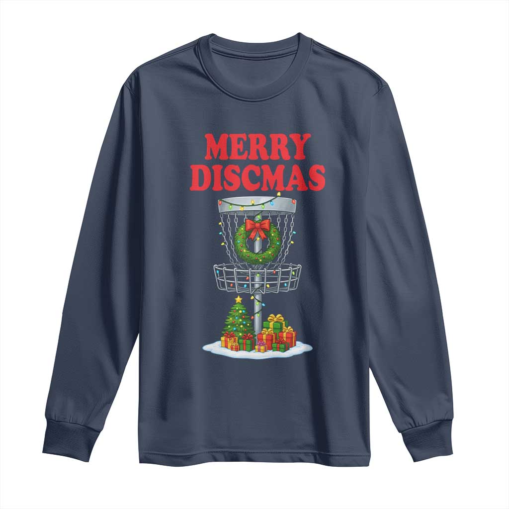 Christmas Disc Golf Long Sleeve Shirt Merry Discmas Golfers Frisbee Golfer Xmas Gift - Wonder Print Shop