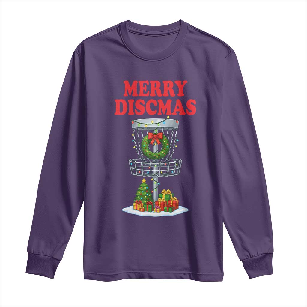 Christmas Disc Golf Long Sleeve Shirt Merry Discmas Golfers Frisbee Golfer Xmas Gift - Wonder Print Shop