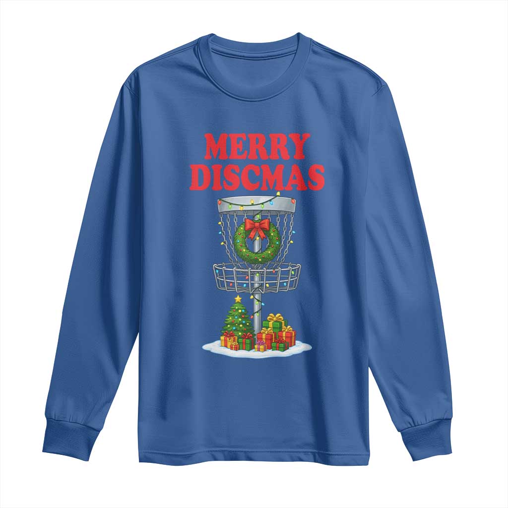 Christmas Disc Golf Long Sleeve Shirt Merry Discmas Golfers Frisbee Golfer Xmas Gift - Wonder Print Shop
