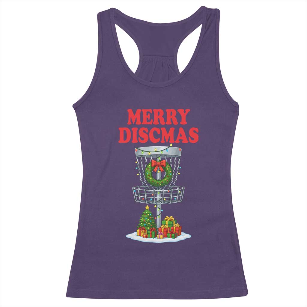 Christmas Disc Golf Racerback Tank Top Merry Discmas Golfers Frisbee Golfer Xmas Gift - Wonder Print Shop