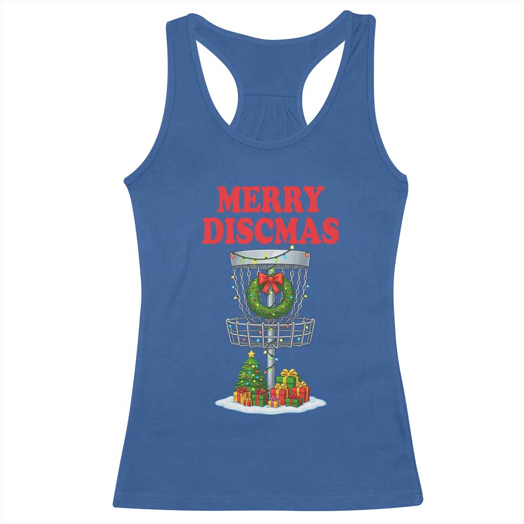 Christmas Disc Golf Racerback Tank Top Merry Discmas Golfers Frisbee Golfer Xmas Gift - Wonder Print Shop
