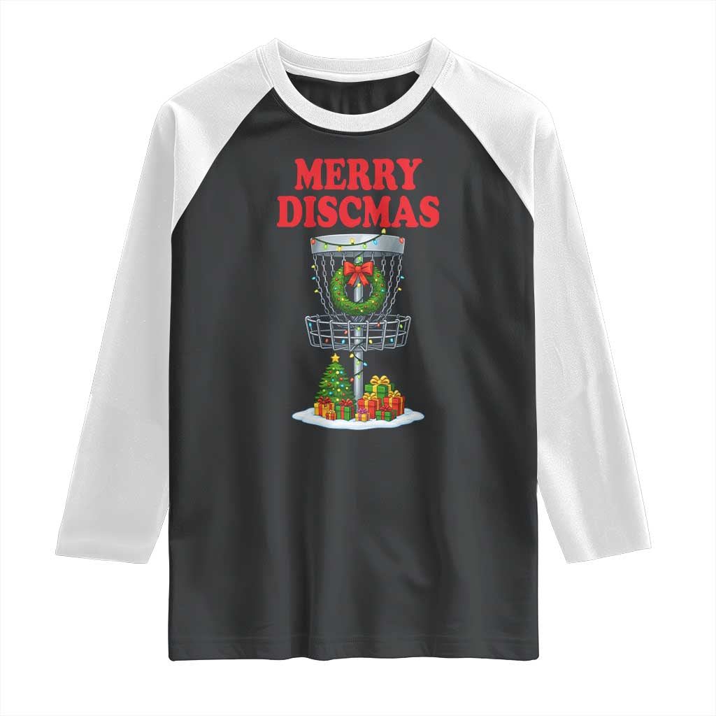 Christmas Disc Golf Raglan Shirt Merry Discmas Golfers Frisbee Golfer Xmas Gift - Wonder Print Shop
