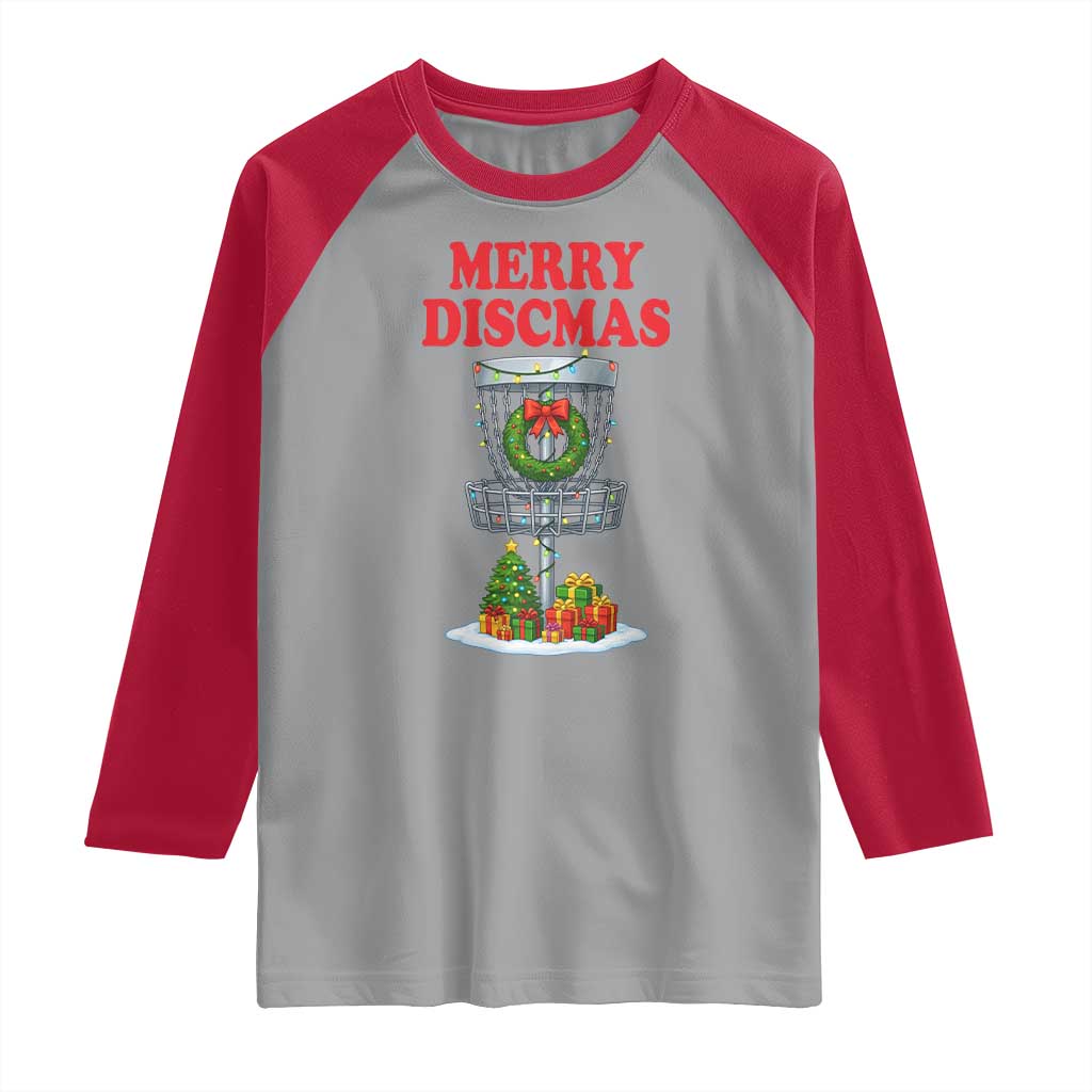 Christmas Disc Golf Raglan Shirt Merry Discmas Golfers Frisbee Golfer Xmas Gift - Wonder Print Shop