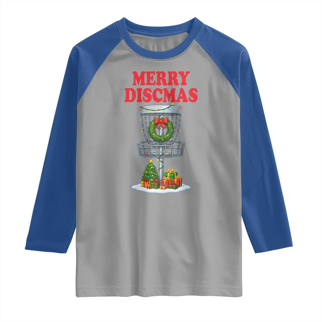 Christmas Disc Golf Raglan Shirt Merry Discmas Golfers Frisbee Golfer Xmas Gift - Wonder Print Shop