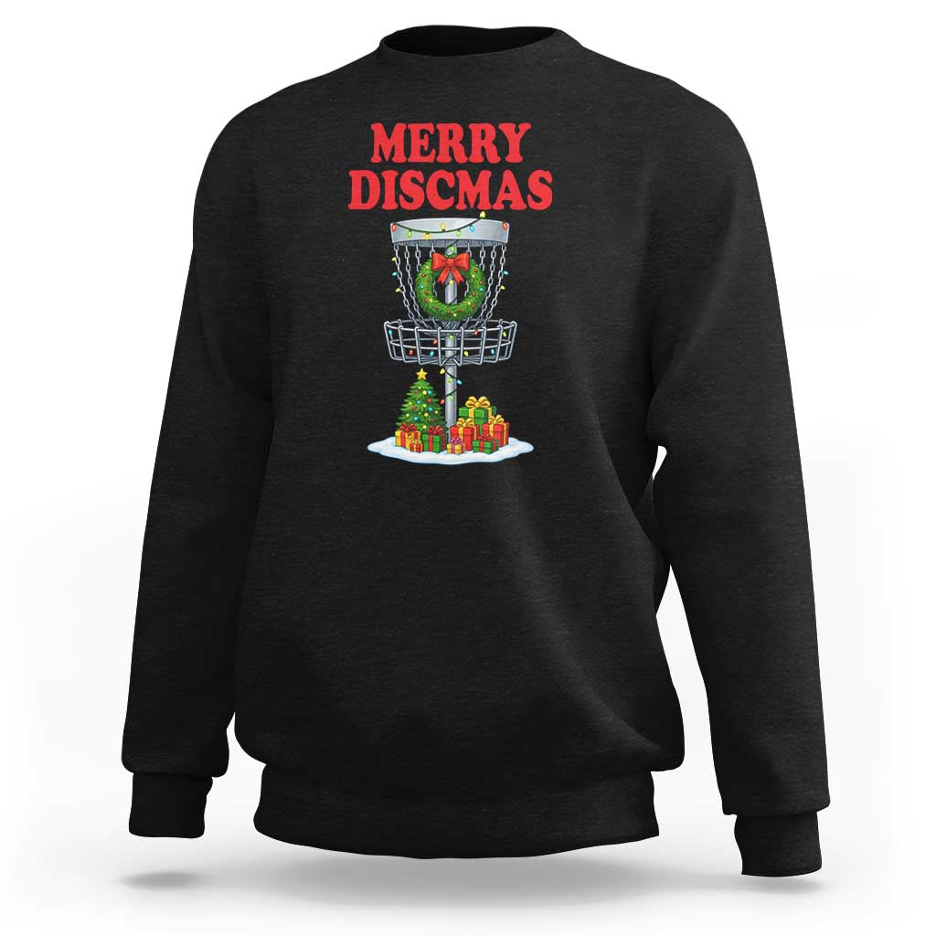 Christmas Disc Golf Sweatshirt Merry Discmas Golfers Frisbee Golfer Xmas Gift - Wonder Print Shop
