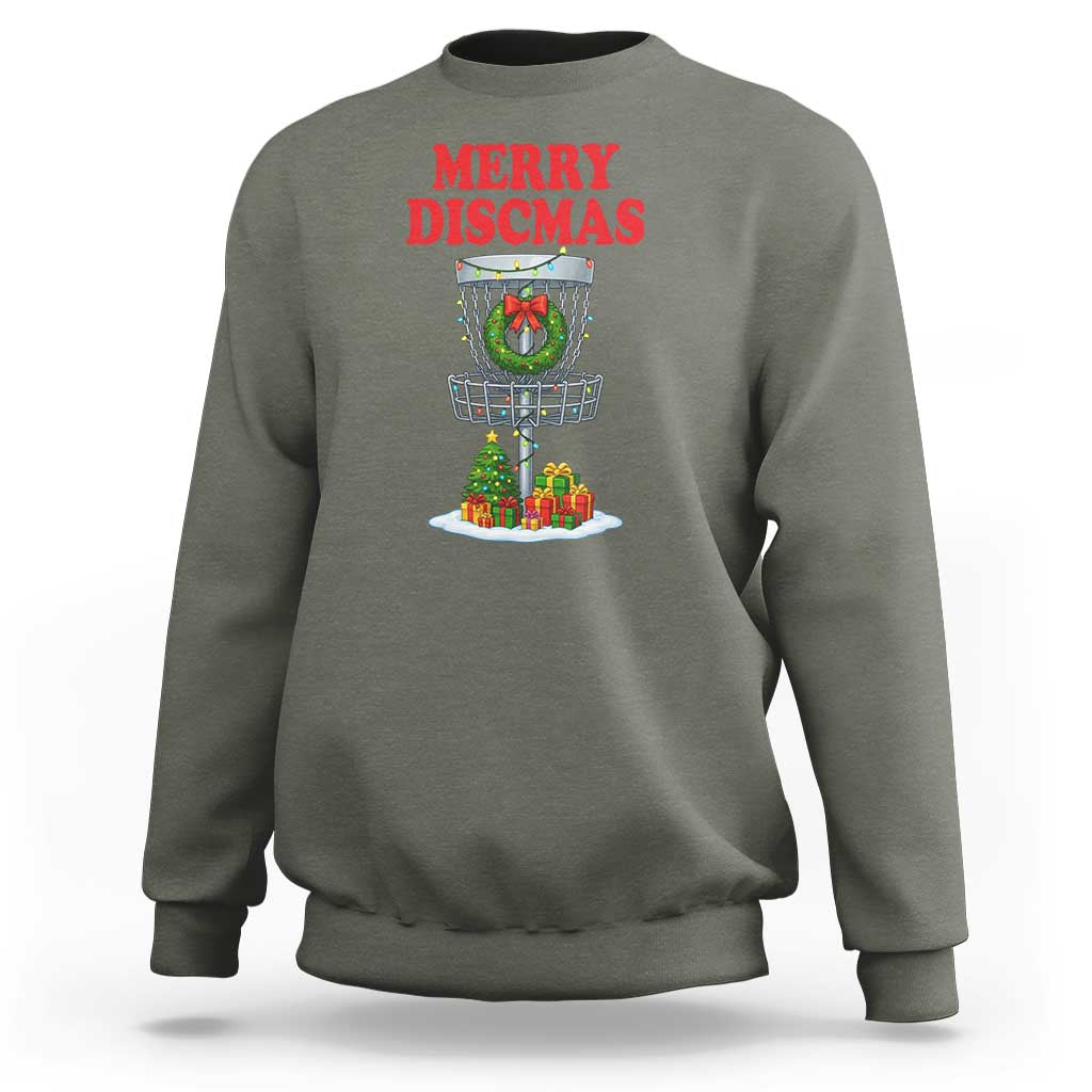 Christmas Disc Golf Sweatshirt Merry Discmas Golfers Frisbee Golfer Xmas Gift - Wonder Print Shop