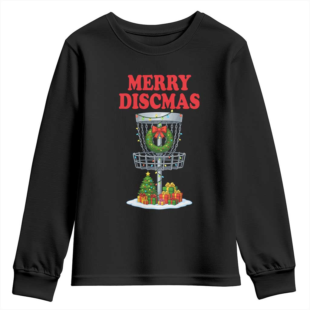 Christmas Disc Golf Youth Sweatshirt Merry Discmas Golfers Frisbee Golfer Xmas Gift - Wonder Print Shop