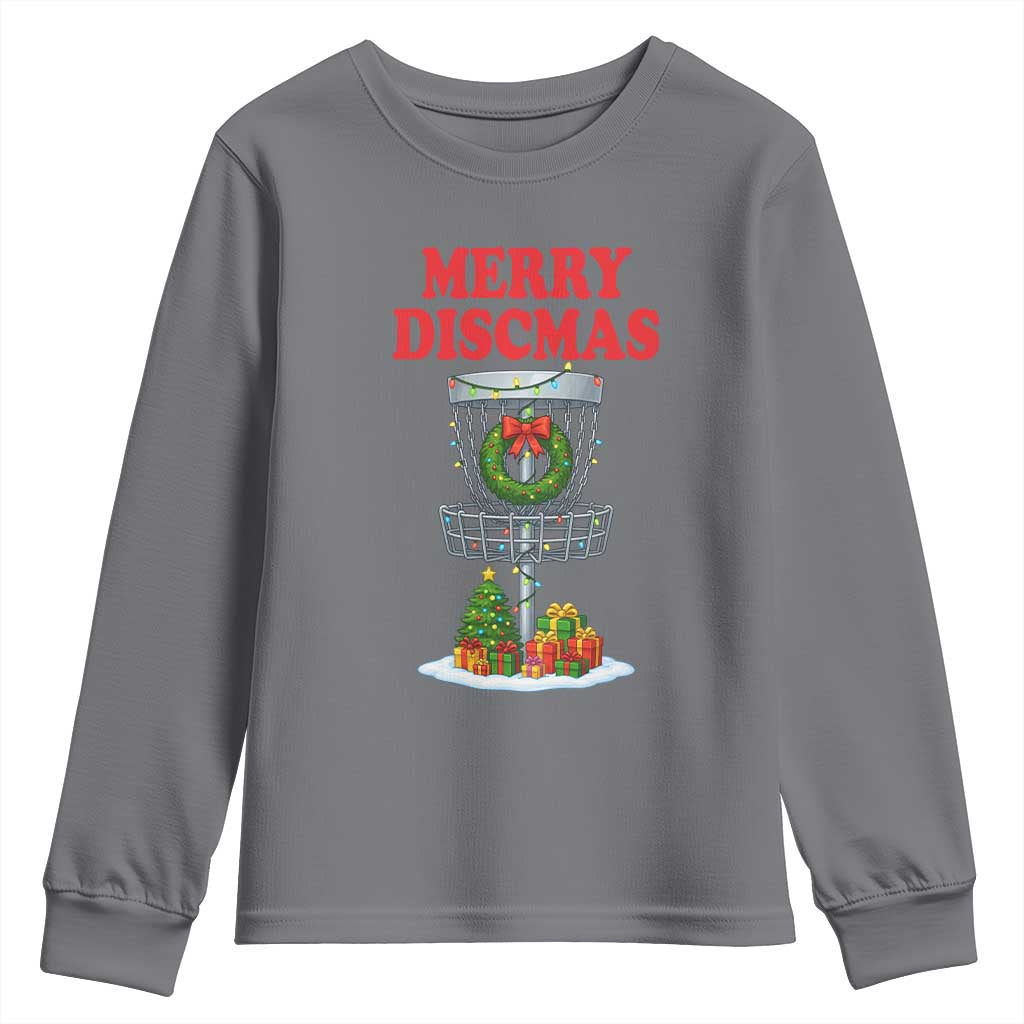 Christmas Disc Golf Youth Sweatshirt Merry Discmas Golfers Frisbee Golfer Xmas Gift - Wonder Print Shop