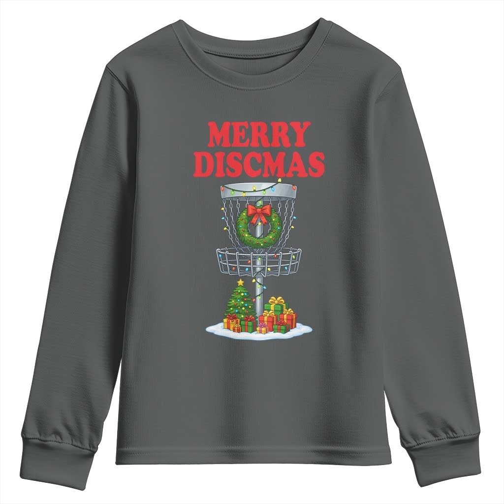 Christmas Disc Golf Youth Sweatshirt Merry Discmas Golfers Frisbee Golfer Xmas Gift - Wonder Print Shop