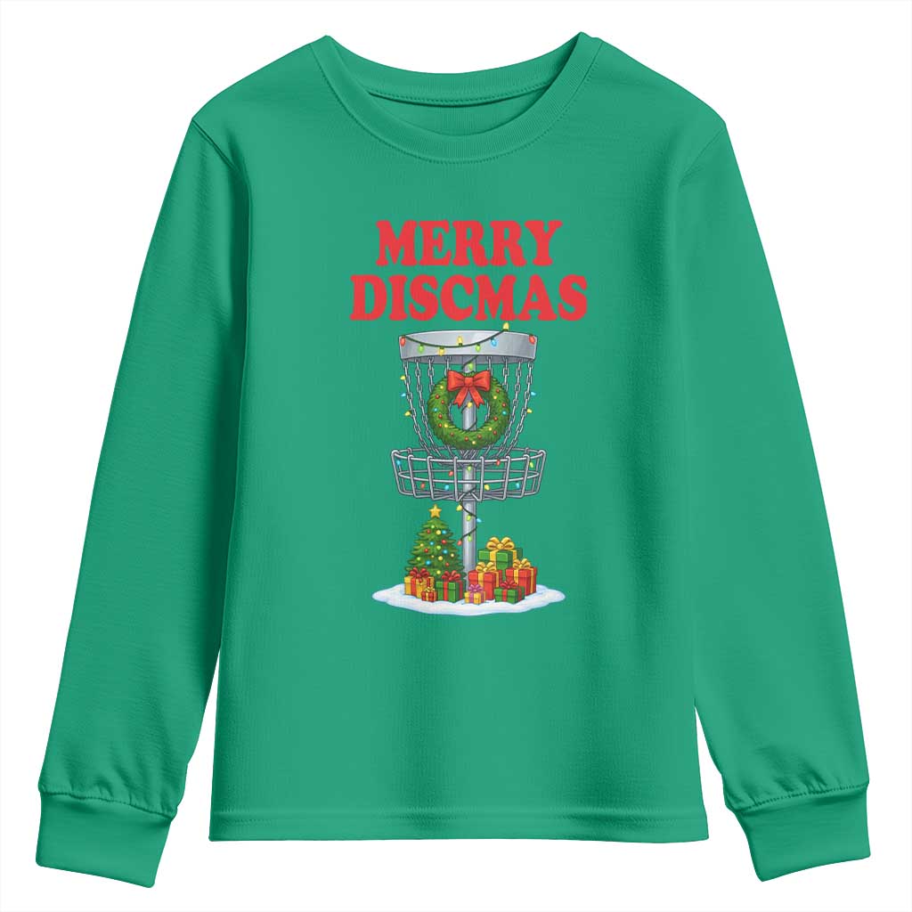 Christmas Disc Golf Youth Sweatshirt Merry Discmas Golfers Frisbee Golfer Xmas Gift - Wonder Print Shop