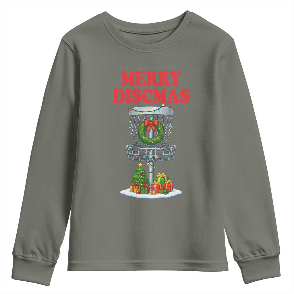 Christmas Disc Golf Youth Sweatshirt Merry Discmas Golfers Frisbee Golfer Xmas Gift - Wonder Print Shop