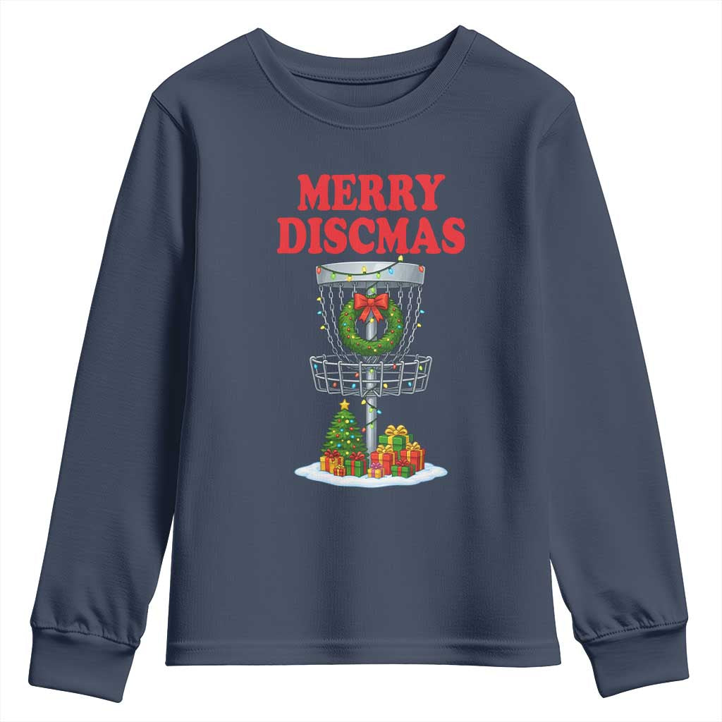 Christmas Disc Golf Youth Sweatshirt Merry Discmas Golfers Frisbee Golfer Xmas Gift - Wonder Print Shop
