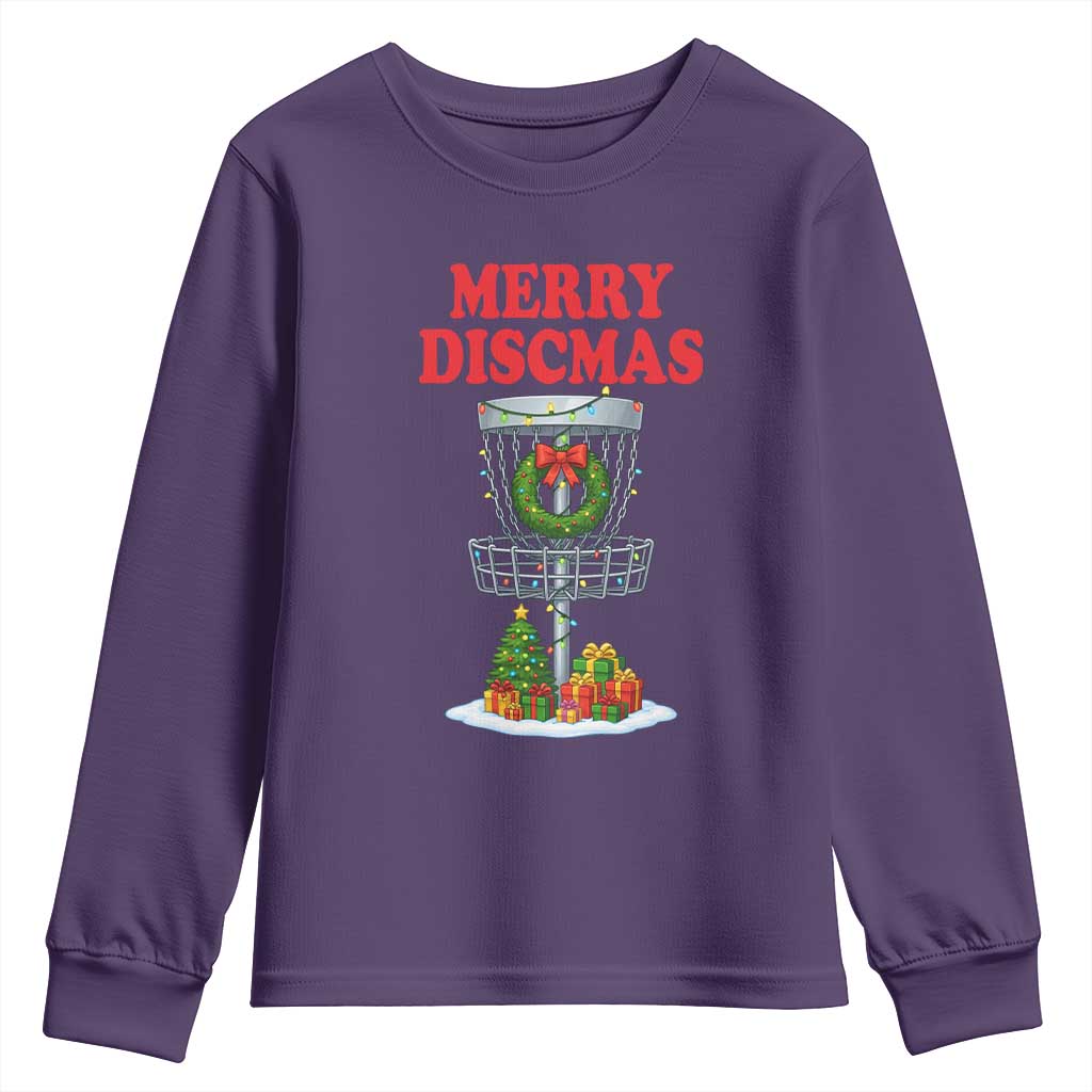 Christmas Disc Golf Youth Sweatshirt Merry Discmas Golfers Frisbee Golfer Xmas Gift - Wonder Print Shop