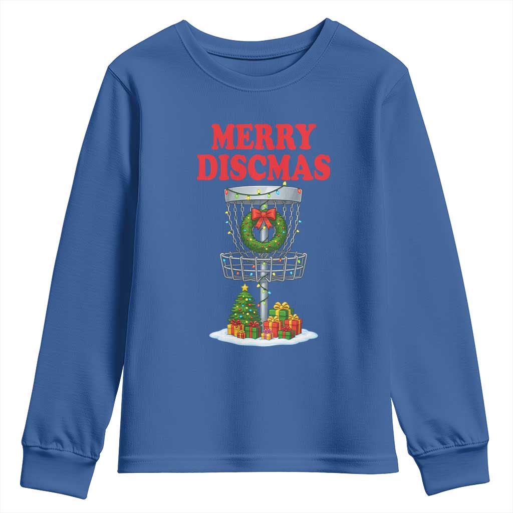 Christmas Disc Golf Youth Sweatshirt Merry Discmas Golfers Frisbee Golfer Xmas Gift - Wonder Print Shop