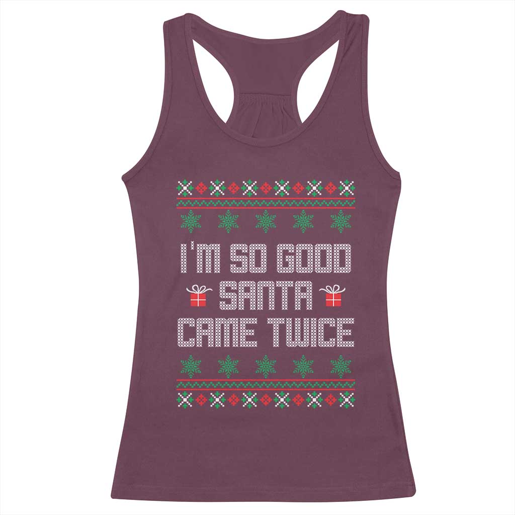 I'm So Good Santa Came Twice Racerback Tank Top Funny Ugly Matching Couple Christmas Outfit Pajama - Wonder Print Shop