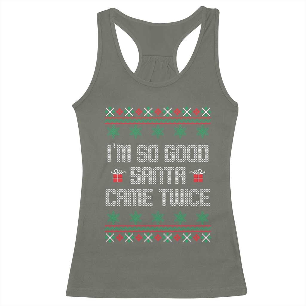 I'm So Good Santa Came Twice Racerback Tank Top Funny Ugly Matching Couple Christmas Outfit Pajama - Wonder Print Shop