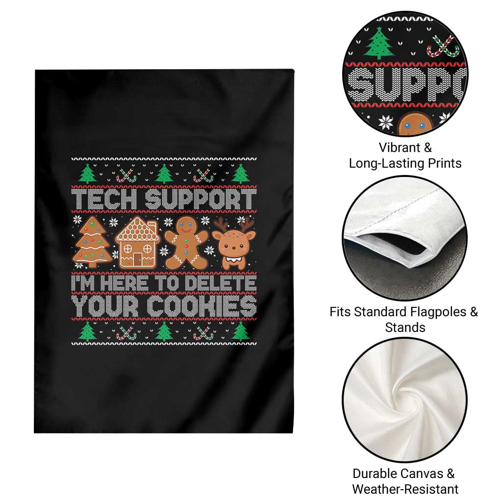 Funny Christmas Tech Support Garden Flag Computer Programmer Gift Here To Delete Cookies Ugly Xmas - Wonder Print Shop