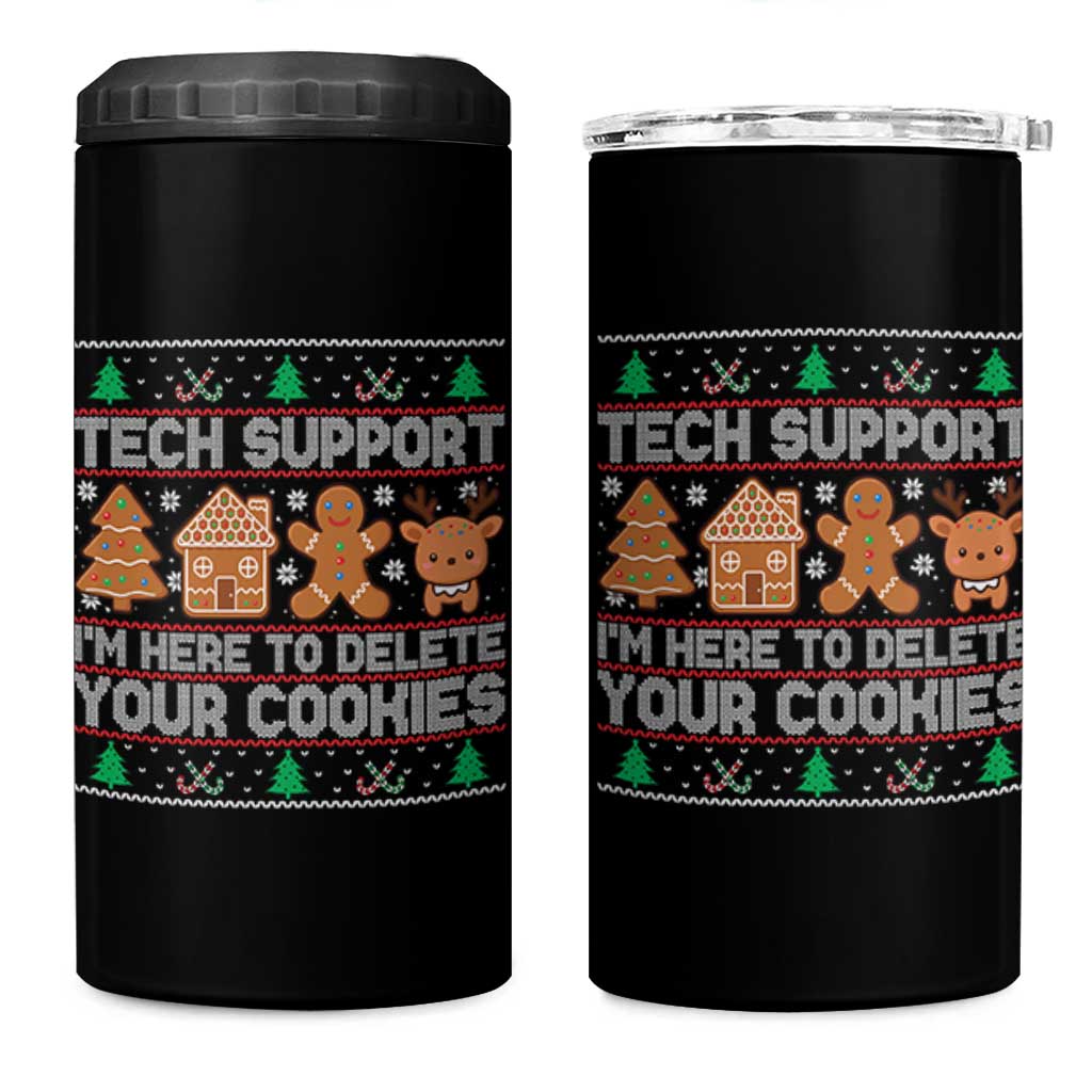Funny Christmas Tech Support 4 in 1 Can Cooler Tumbler Computer Programmer Gift Here To Delete Cookies Ugly Xmas - Wonder Print Shop