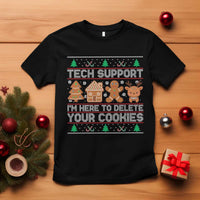 Funny Christmas Tech Support T Shirt Computer Programmer Gift Here To Delete Cookies Ugly Xmas - Wonder Print Shop