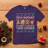 Funny Christmas Tech Support T Shirt Computer Programmer Gift Here To Delete Cookies Ugly Xmas - Wonder Print Shop