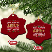 Funny Christmas Tech Support Ceramic Ornament Computer Programmer Gift Here To Delete Cookies Ugly Xmas - Wonder Print Shop