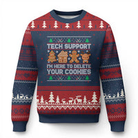 Funny Xmas Tech Support Ugly Christmas Sweater Computer Programmer Gift Here To Delete Cookies Ugly Xmas - Wonder Print Shop