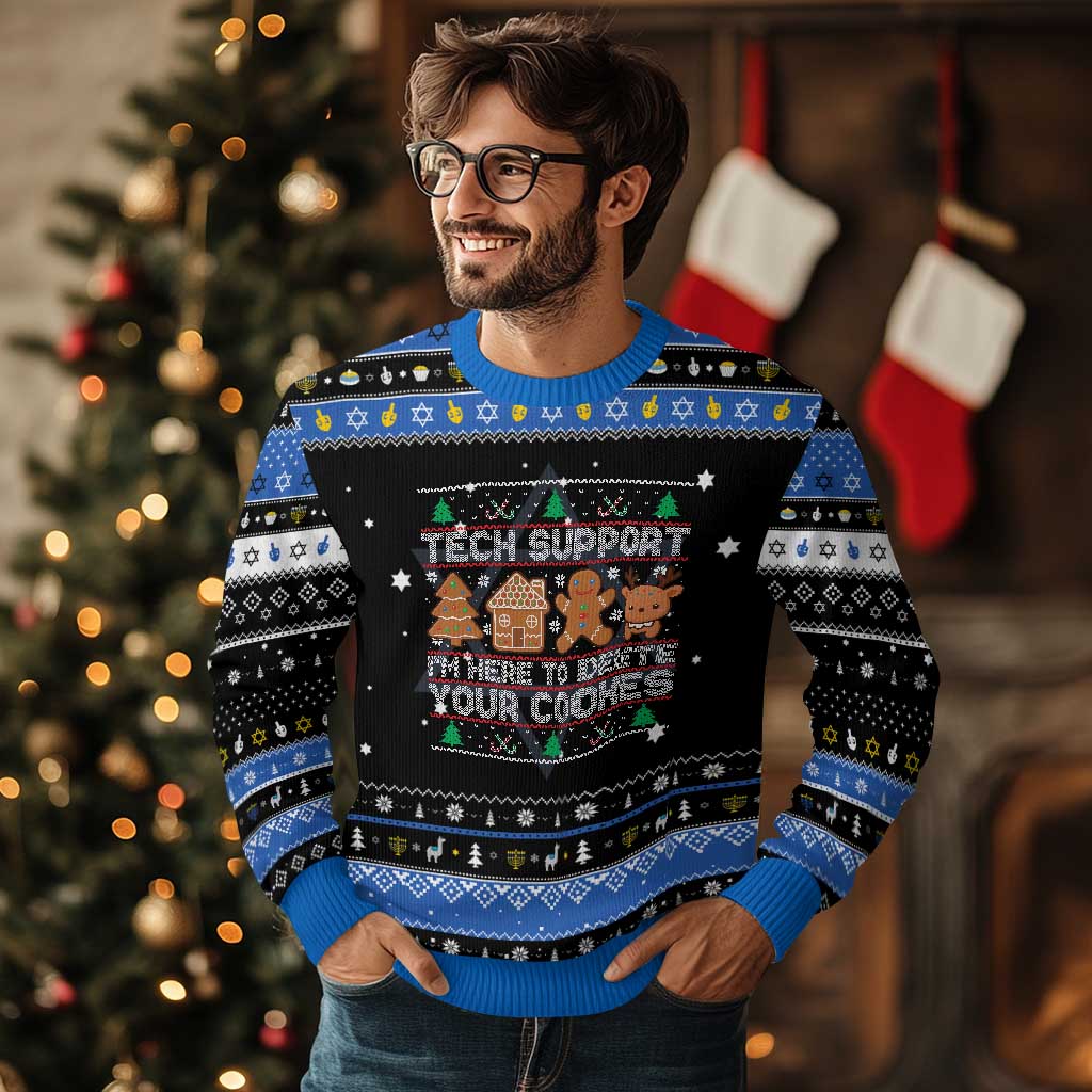 Funny Christmas Tech Support Hanukkah Ugly Sweater Computer Programmer Gift Here To Delete Cookies Ugly Xmas - Wonder Print Shop
