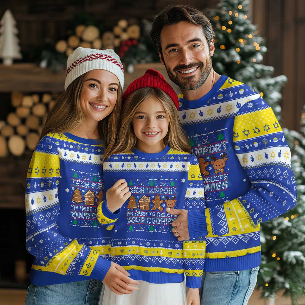Funny Christmas Tech Support Hanukkah Ugly Sweater Computer Programmer Gift Here To Delete Cookies Ugly Xmas - Wonder Print Shop