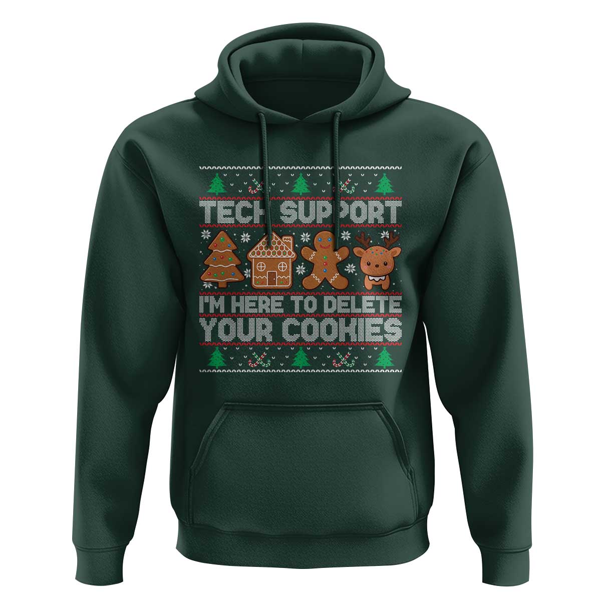 Funny Christmas Tech Support Hoodie Computer Programmer Gift Here To Delete Cookies Ugly Xmas - Wonder Print Shop