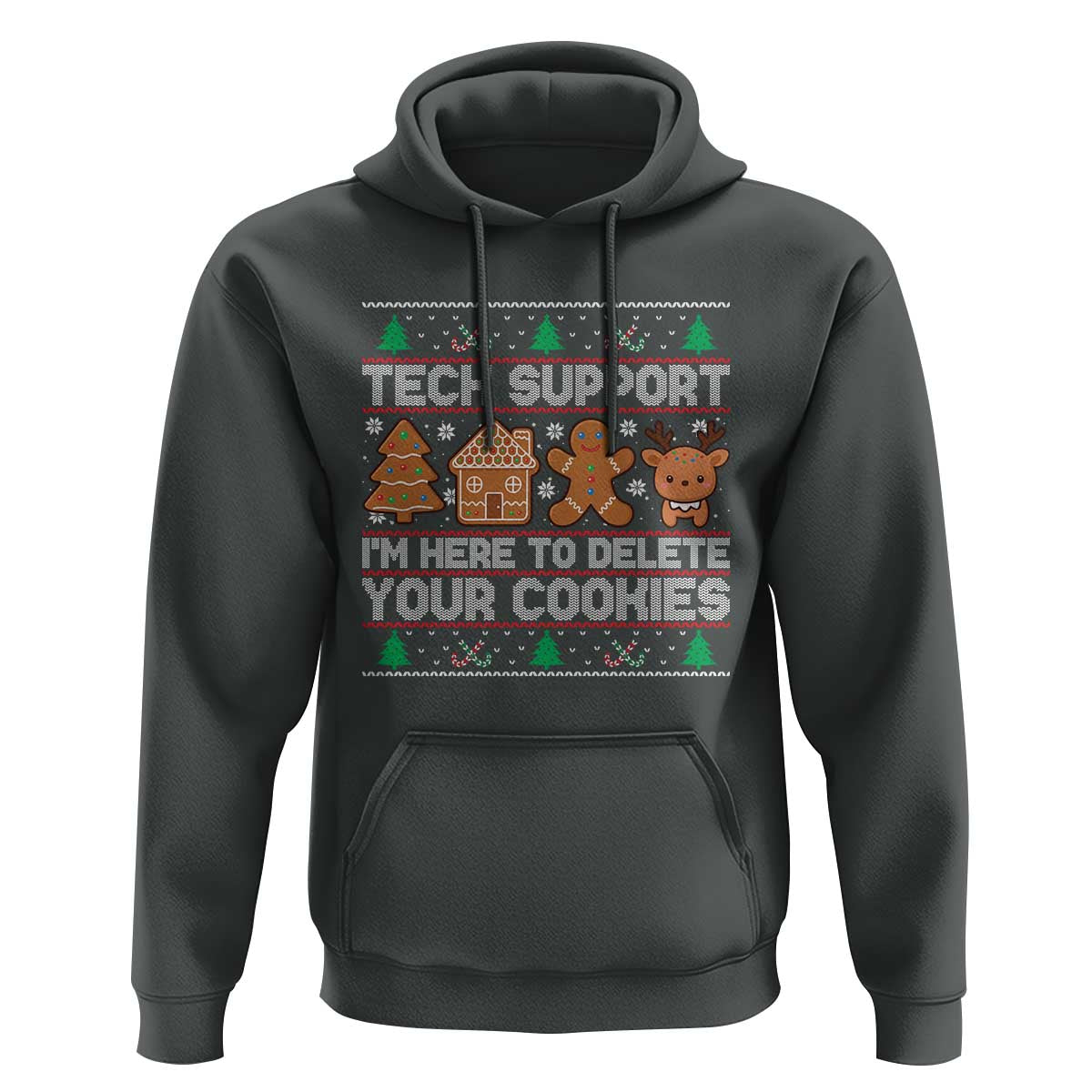 Funny Christmas Tech Support Hoodie Computer Programmer Gift Here To Delete Cookies Ugly Xmas - Wonder Print Shop