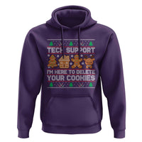 Funny Christmas Tech Support Hoodie Computer Programmer Gift Here To Delete Cookies Ugly Xmas - Wonder Print Shop