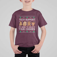 Funny Christmas Tech Support T Shirt For Kid Computer Programmer Gift Here To Delete Cookies Ugly Xmas - Wonder Print Shop