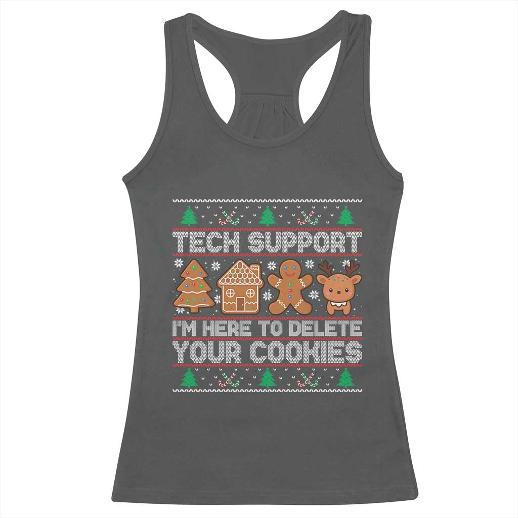 Funny Christmas Tech Support Racerback Tank Top Computer Programmer Gift Here To Delete Cookies Ugly Xmas - Wonder Print Shop