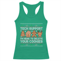 Funny Christmas Tech Support Racerback Tank Top Computer Programmer Gift Here To Delete Cookies Ugly Xmas - Wonder Print Shop