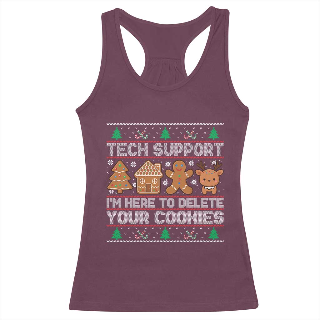 Funny Christmas Tech Support Racerback Tank Top Computer Programmer Gift Here To Delete Cookies Ugly Xmas - Wonder Print Shop