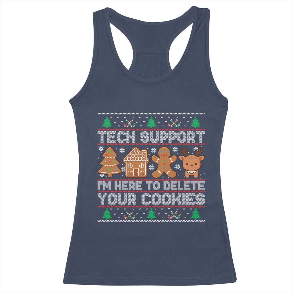 Funny Christmas Tech Support Racerback Tank Top Computer Programmer Gift Here To Delete Cookies Ugly Xmas - Wonder Print Shop