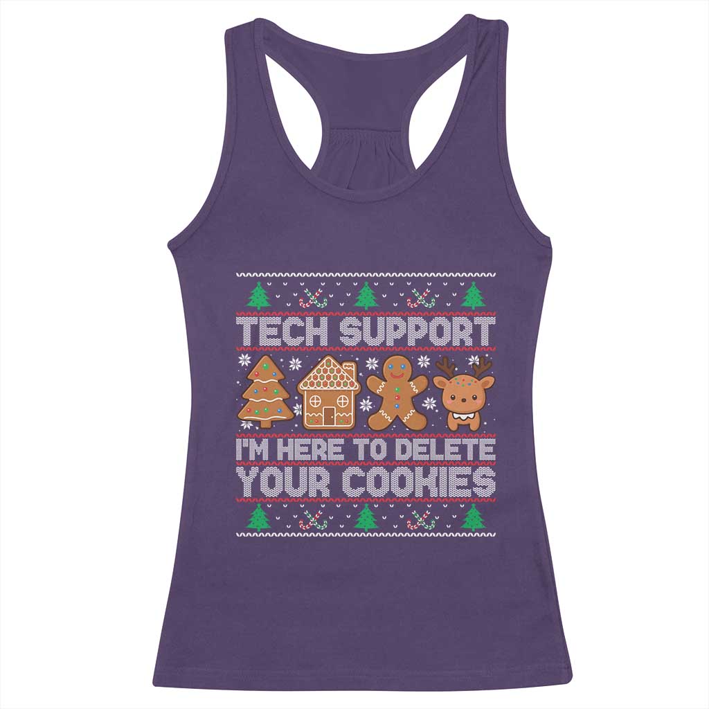 Funny Christmas Tech Support Racerback Tank Top Computer Programmer Gift Here To Delete Cookies Ugly Xmas - Wonder Print Shop