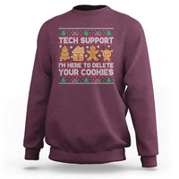 Funny Christmas Tech Support Sweatshirt Computer Programmer Gift Here To Delete Cookies Ugly Xmas - Wonder Print Shop