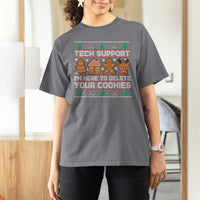 Funny Christmas Tech Support T Shirt For Women Computer Programmer Gift Here To Delete Cookies Ugly Xmas - Wonder Print Shop