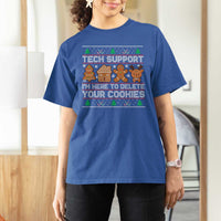 Funny Christmas Tech Support T Shirt For Women Computer Programmer Gift Here To Delete Cookies Ugly Xmas - Wonder Print Shop