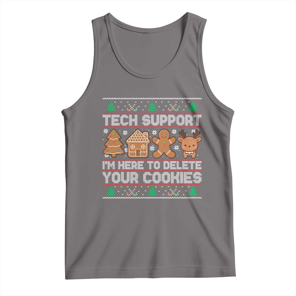 Funny Christmas Tech Support Tank Top Computer Programmer Gift Here To Delete Cookies Ugly Xmas - Wonder Print Shop