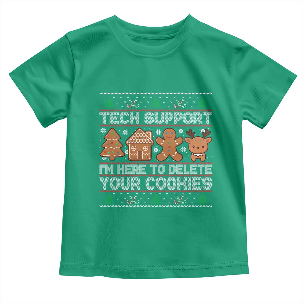 Funny Christmas Tech Support Toddler T Shirt Computer Programmer Gift Here To Delete Cookies Ugly Xmas - Wonder Print Shop