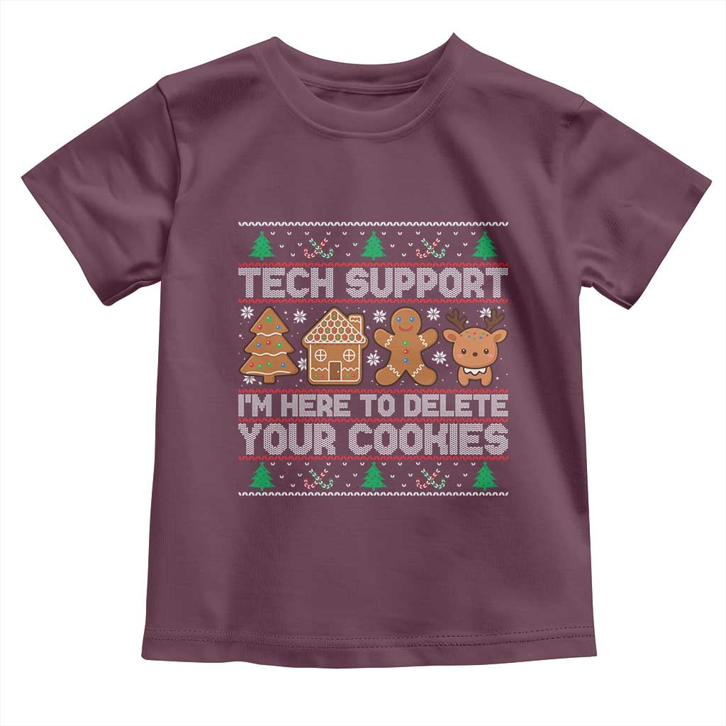 Funny Christmas Tech Support Toddler T Shirt Computer Programmer Gift Here To Delete Cookies Ugly Xmas - Wonder Print Shop