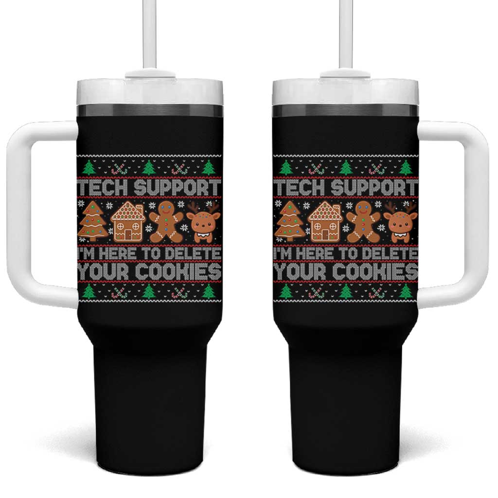 Funny Christmas Tech Support Tumbler With Handle Computer Programmer Gift Here To Delete Cookies Ugly Xmas - Wonder Print Shop