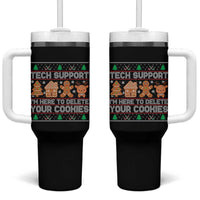 Funny Christmas Tech Support Tumbler With Handle Computer Programmer Gift Here To Delete Cookies Ugly Xmas - Wonder Print Shop