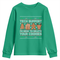 Funny Christmas Tech Support Youth Sweatshirt Computer Programmer Gift Here To Delete Cookies Ugly Xmas - Wonder Print Shop